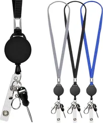 geneX ネックストラップ 3点セット 首掛けストラップ 名札用リール キーホルダー リールストラップ フィンガーストラップ 脱着式 落下防止 忘れ物防止