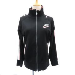 ナイキ NIKE トラックジャケット ミドル丈 L ロゴ マルチカラー 黒 ブラック /YK5