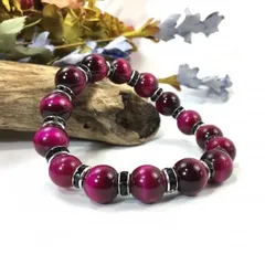 パワーストーン　ブレスレット　ピンクタイガーアイ　12mm （ブラック）メンズ・レディース　男性・女性　数珠ブレス　開運 [k]