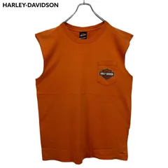 XL USA製 HARLEY-DAVIDSON Print T-shirt Tee ハーレーダビッドソン 両面プリント ノースリーブ スリーブレス タンクトップ ポケット付 ポケT Tシャツ 古着