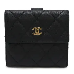 CHANEL シャネル マトラッセ ココマーク 2つ折財布 二つ折り Wホック ダブルホック キャビアスキン レザー 黒 ブラック ゴールド金具 A48980