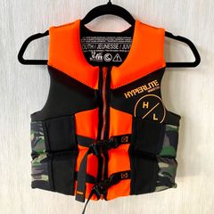 ハイパーライト ユース フローティング ベスト ジュニア用 ブラック×オレンジ×カモフラ柄