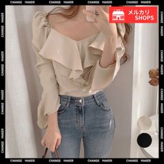 韓国ファッション 長袖 ブラウス フリル襟 レディース ラッフルカラー とろみブラウス パフスリーブ トップス フレア袖 おしゃれ ブラウス きれいめ 人気 オルチャン 大人可愛い ペンタゴンネック とろみ素材 パフ袖 ラッフル襟 86CHENXINI-001