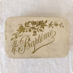 フランスアンティーク ドラジェボックス 菓子箱 1925年 洗礼式 紙箱