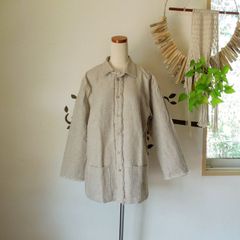 asana HEMP100% 厚手 ロングスリーブ シャツ●きなり