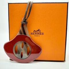 【独創性の輝き✨】　Hermès　エルメス　バッファローホーン ネックレス ヴィンテージ ホーン＆ラッカー アクセサリー　赤　茶