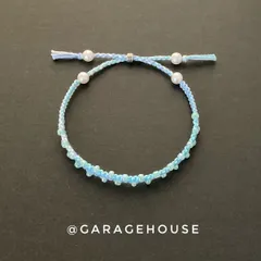 ハンドメイド [ 2579 ] ブレスレット 15〜23cm ライトブルー グラデーション グラスビーズ