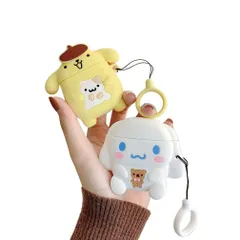AirPods Pro2 用ケース 充電ケース シリコンケース シナモンロール カバー 保護ケース 耐衝撃 防水 防塵 カラビナ キーチェーン付きワイヤレス充電対応 AirPods Pro シナモンロール ケース ソフトスリムカバー AirPodsのサムネイル