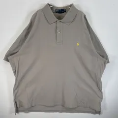 古着 90's/90年代 ポロバイラルフローレン Polo by Ralph Lauren 鹿の子 半袖 ポロシャツ ワンポイント ロゴ 刺繍 大きいサイズ 2ボタン 3XB BIG  ベージュ系 無地 メンズ