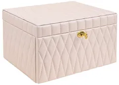 オフホワイト SANSREPONSE ジュエリーボックス 木製 大容量 鍵 ミラー 引き出し付き アクセサリーケース 収納 ボックス 宝石箱 ミラー ピアス ネックレス 指輪置き (オフホワイト)