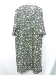 ◇ ⊂ le.coeur blanc　ルクールブラン 花柄 半袖 マキシ ワンピース サイズM ブラック レディース E  【1409240003649】