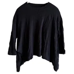 Z1375 pas de calais パラスパレス 変形カットソー 長袖シャツ ブラック 透け感 レディース 0サイズのサムネイル