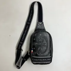 ◆ CASTELBAJAC カステルバジャック ショルダーバッグ クロスボディ 斜め掛け モノグラム ボディバッグ ミニ 中古品 ブラック メンズ 0.33kg