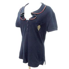 【GUCCI】グッチ シェリーライン フリル 刺繍ロゴ 半袖 ポロシャツ 黒 GUCCI】【シェリーライン】【イタリア製】【slim】グッチ『半袖