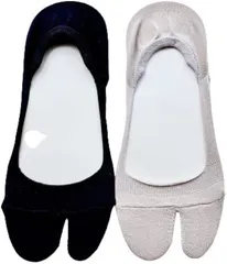 モードセレクト 足袋ソックス 足袋型 フットカバー レディース 脱げない 浅履き 薄手 かかと内側滑り止め付 23-25cm 2色2足セット B10(2ペア (x 1))