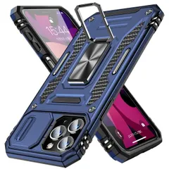 iPhone 11 Pro Max 用 ケース リング付き スライド式カメラプロテクター付き PC 米軍MIL規格取得 耐衝撃 スタンド機能