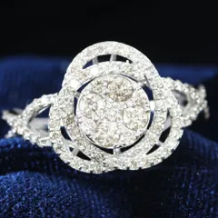 まるで 3ct ダイヤモンド K18 wg 幅広 リング 鑑別付 天然ダイヤモンド  