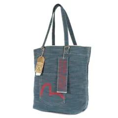 新品 EVISU エヴィス バッグ カモメ ペイント 耳付き デニム トートバッグ インディゴ ブルー カバン ブランド カジュアル シンプル ユニセックスのサムネイル