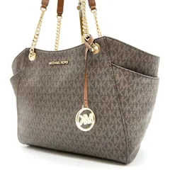 ✨良品✨ Michael Kors マイケルコース トートバッグ ハンドバッグ PVC レザー 革 MK柄 総柄 ゴールド金具 A4収納可能 ユニセックス 男女兼用 メンズ レディース