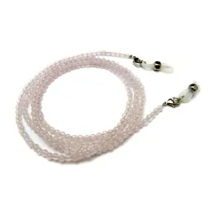 天然石 ローズクォーツ3mm玉（銀） 丸玉 メガネチェーン 置き忘れ防止 めがねホルダー メガネストラップ 眼鏡コード マスクチェーン マスクストラップ メガネストラップ ネックレス 眼鏡チェーン グラスコード