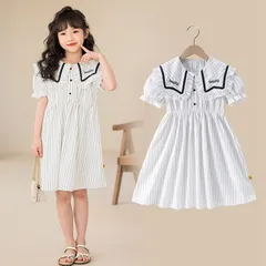 ワンピース キッズ 女の子 セーラー襟 キッズ 韓国子供服 ガールズワンピース 女の子 ワンピース 子供服 ドレス 発表会 カジュアル 普段着 可愛い 6198107