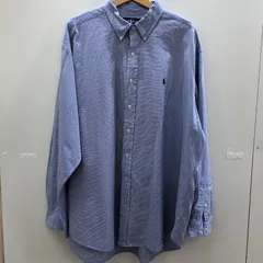 Ralph Lauren/ラルフローレン ギンガムチェックシャツ 長袖 ボタンダウン ポニーロゴ オーバーサイズ ビックサイズ フィリピン製 メンズ XXL ブルー