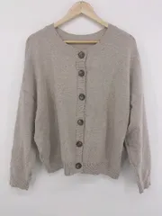 ◇ Java 前後2way オーバーサイズ 長袖 ニット セーター カーディガン サイズM ベージュ ブラウン系 レディース E  【1307250033291】