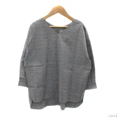 センスオブプレイス バイ アーバンリサーチ Sense of Place by Urban Research ブラウス カットソー Vネック 七分袖 グレンチェック柄 F グレー /MI14