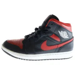 NIKE (ナイキ) AIR JORDAN 1 MID BRED DQ8426-067 エアジョーダン1 ブレッド ミッドカットスニーカー ブラック/レッド US7.5/25.5cm