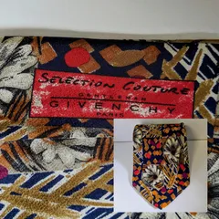 イタリア製 ネクタイ GIVENCHY ジバンシイ 花柄 紺 ネイビー 白 ホワイト オレンジ ジバンシィ ジバンシー 総柄