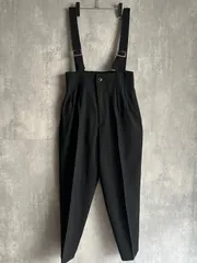 月末セール！希少　Y's ヨウジヤマモト　サスペンダーロングワンピース　ブラック ヨウジヤマモト ワンピース ロング丈 ステンカラー 半袖 ウール