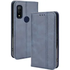 arrows We ケース 手帳 F-51B FCG01 アローズwe チェック柄 合革 レトロ 手帳 ケース 【Color】 ネイビーのサムネイル