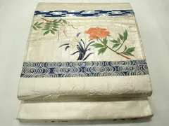 平和屋着物◎太鼓柄袋帯　刺繍　横段枝花文　金銀糸　正絹　逸品　CAAV4367in