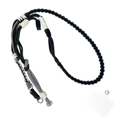 [macaroni edge] マカロニエッジ ソロモン編み スマホショルダー ストラップ 3WAY 斜めがけ iPhone ショルダー 付け替え 韓国雑貨 (カーキ×ブラック)