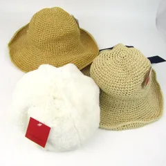 キャニッシュ ハット・ベレー帽 3点セット 未使用 麦わら帽子 ファー ブランド まとめて レディース CANICHE