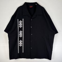 古着  Easy riders 半袖シャツ USA製 大きいサイズ バイク オープンカラー XXL  ブラック プリント メンズ