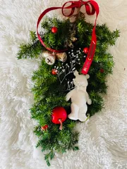 クリスマススワッグ☆アロマストーン森のくまさん＊プリザーブグリーン