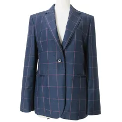 ポールスミス PAUL SMITH 21SS テーラードジャケット チェック 裏地花柄 GUABELLO シングル 1B ウール KENSINGTON FIT 紺 ネイビー 40 L相当 X