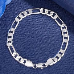 silverの美しい輝き フィガロチェーン レディース・メンズ ブレスレット