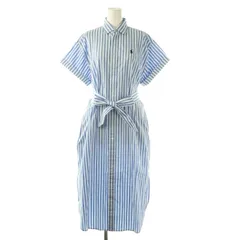 ポロ バイ ラルフローレン Polo by Ralph Lauren ベルテッド ストライプド コットン シャツドレス ワンピース S P ライトブルー ホワイト /ES ■OS