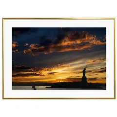 新品 80年代 ビンテージニューヨーク ツインタワー 自由の女神　額装　額縁付き 新品 80年代 ビンテージニューヨーク ツインタワー 自由の女神