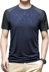 Kozy More 機能性 メンズ Tシャツ 涼しい 半袖 消臭 吸汗速乾 DRY 抗菌 防臭ドライ リフレクター スポーツ 運動着 丈夫 ティーシャツ 夏服(03-Blue,  XL)