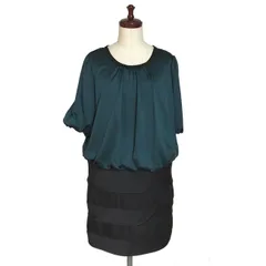 新品 5分袖サテンワンピース 大きいサイズ 17号 深緑