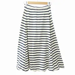 ティーバイアレキサンダーワン T by Alexanderwang ロング フレア スカート ボーダー コットン カットソー生地 白 紺 XS 0523のサムネイル