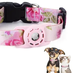 masamilk 犬用エアタグ対応首輪 AirTag用 猫 犬 ペット首輪 迷子 追跡 ペット用品 AirTag対応ケース (ローズピンク, XS) [ローズピンク] [XS]