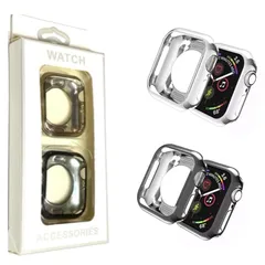 【新品】 Royce&Roland 互換品/代替品 ステンレスチェーン 対応 カバー 2個セット (TPU/ブラック/シルバー) 柔らかい 耐衝撃 保護 お洒落 ギフト applewatch アップルウォッチ (40mm) 0