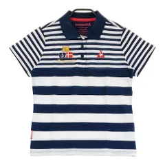サイズ：L LE COQ GOLF ルコックゴルフ  半袖ポロシャツ ボーダー柄 ネイビー系 [240101344763]# ゴルフウェア レディース ストスト