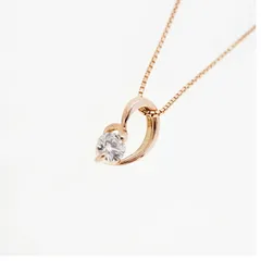 【ju318】 ネックレス 一粒ダイヤ K10PG ピンクゴールド ダイヤモンド 0.07ct 未使用【中古】レディース