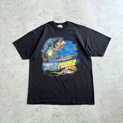 00s WALMART FLW OUTDOORS REEL POWER Bass Fishing Printed T-shirt ウォルマート FLW OUTDOORS ブラックバス フィッシング ボート 魚 Tシャツ TEE