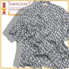 【新品】 TOWNCRAFT ／ タウンクラフト　ペイズリー 半袖シャツ レーヨン オープンカラー 速乾 防臭 通気 吸水 ゆったりサイズ ホワイト ｜ 春夏